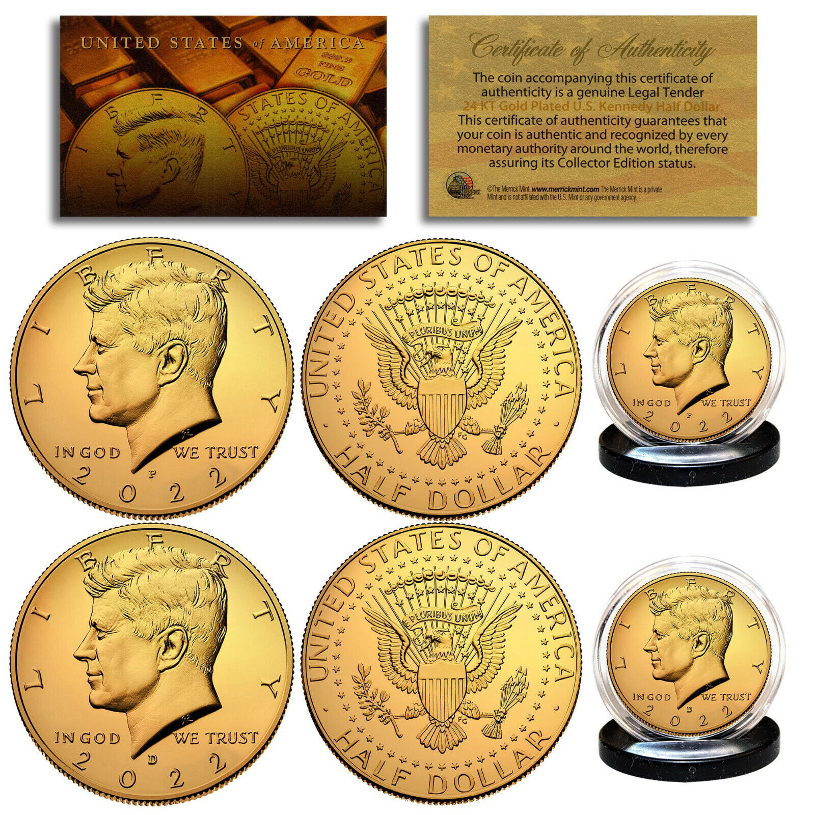 gold plated kennedy half dollar