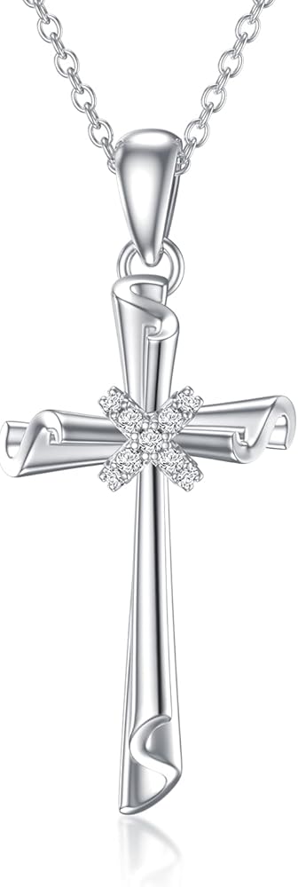 white gold cross necklace womens