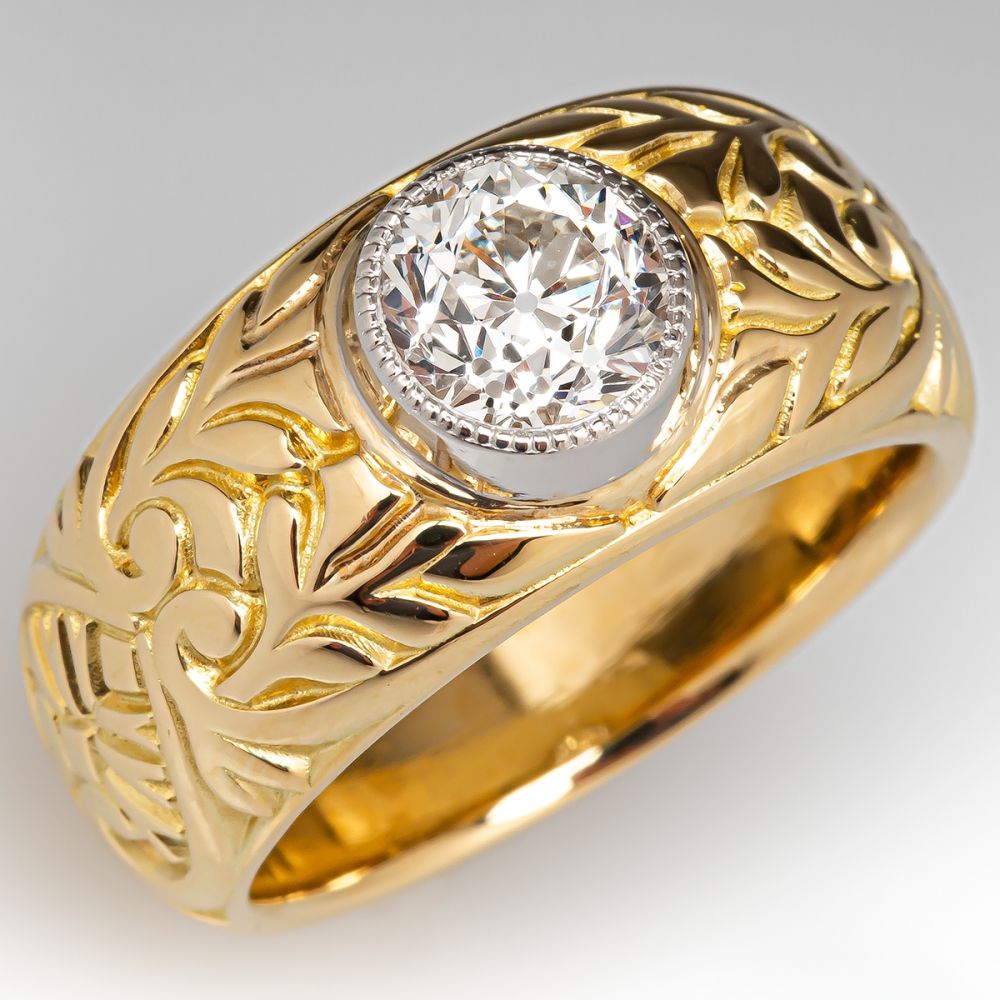 mens gold and diamond ring